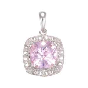 Shimmering Pink Pendant with Halo