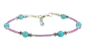 Shimmering Violet Aqua Gemstone Anklet