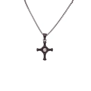 Silver and Black Rhodium Raw Diamond Nail Cross