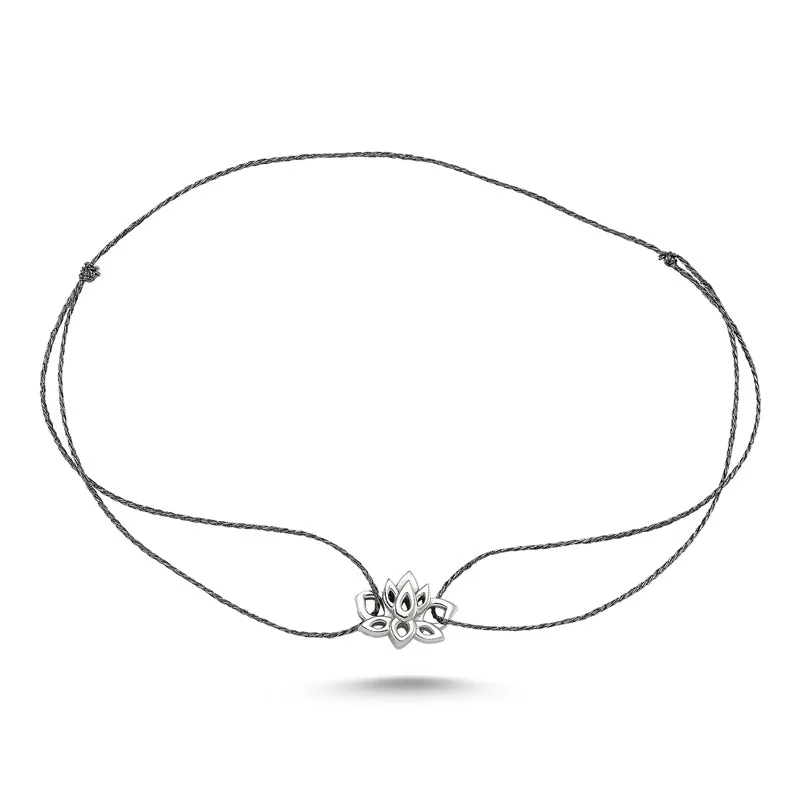 Silver Lotus Flower String Bracelet