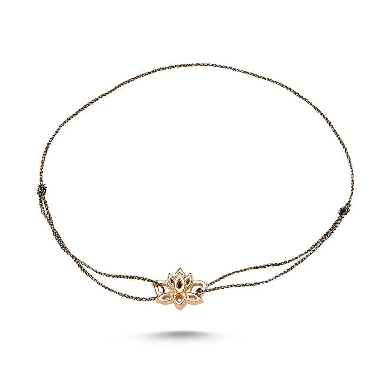 Silver Lotus Flower String Bracelet