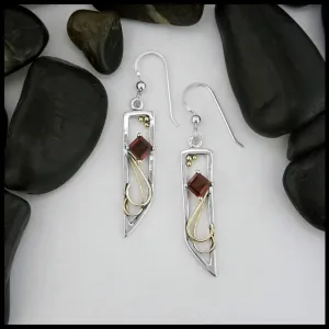 Simple Drop Earrings with Garnet