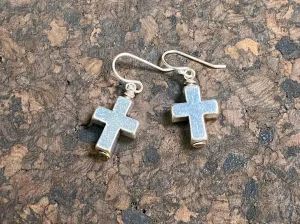 Simple Silver Cross Earrings