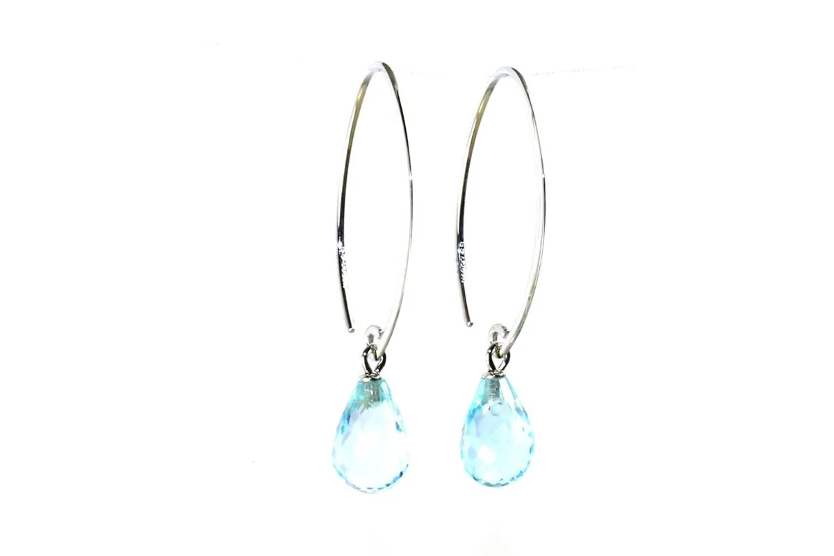 Simple Sweep Blue Topaz Earrings