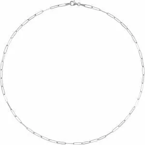 Sincerely, Springer's White Gold Elongated 2.6mm Link "Paperclip" Chain Necklace