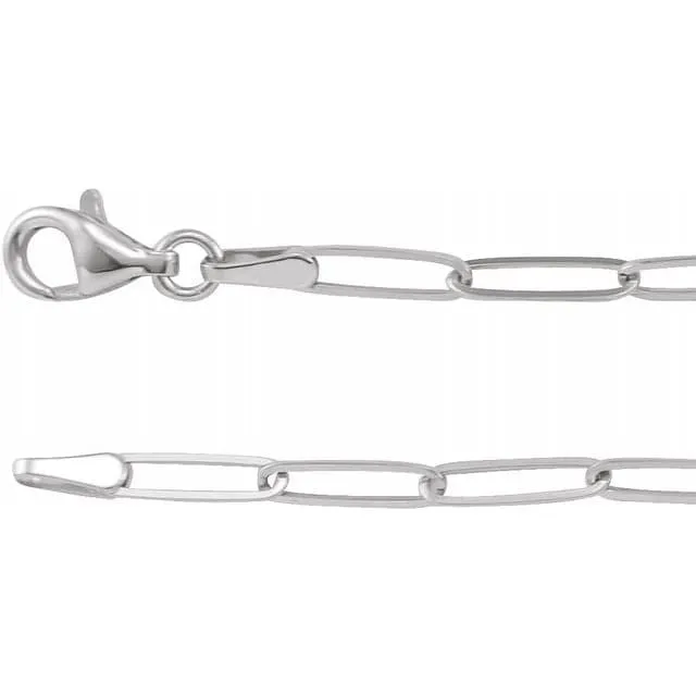 Sincerely, Springer's White Gold Elongated 2.6mm Link "Paperclip" Chain Necklace