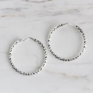 Small Sterling Silver Faceted Hoops