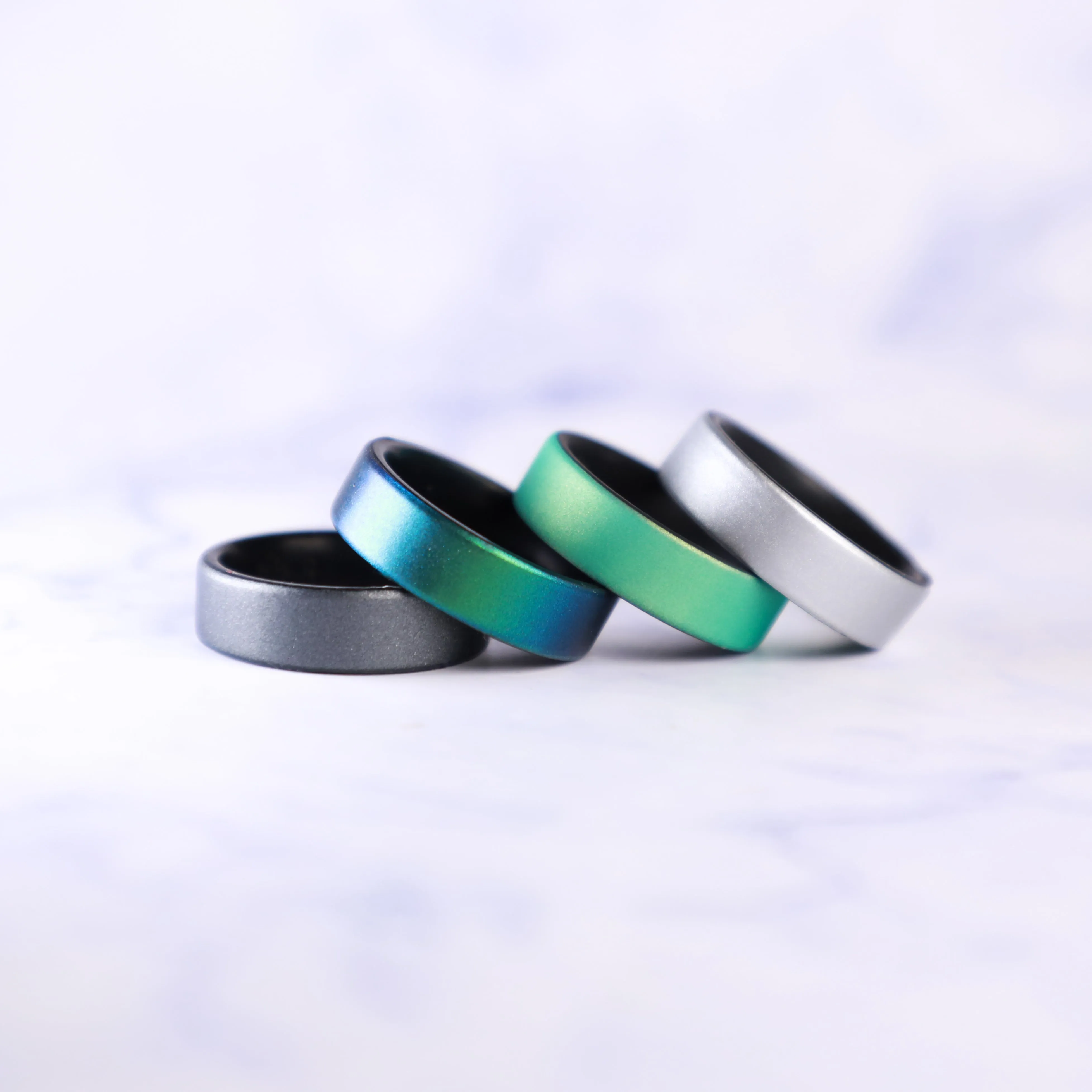 Smooth Silver Dual Layer Breathable Silicone Ring