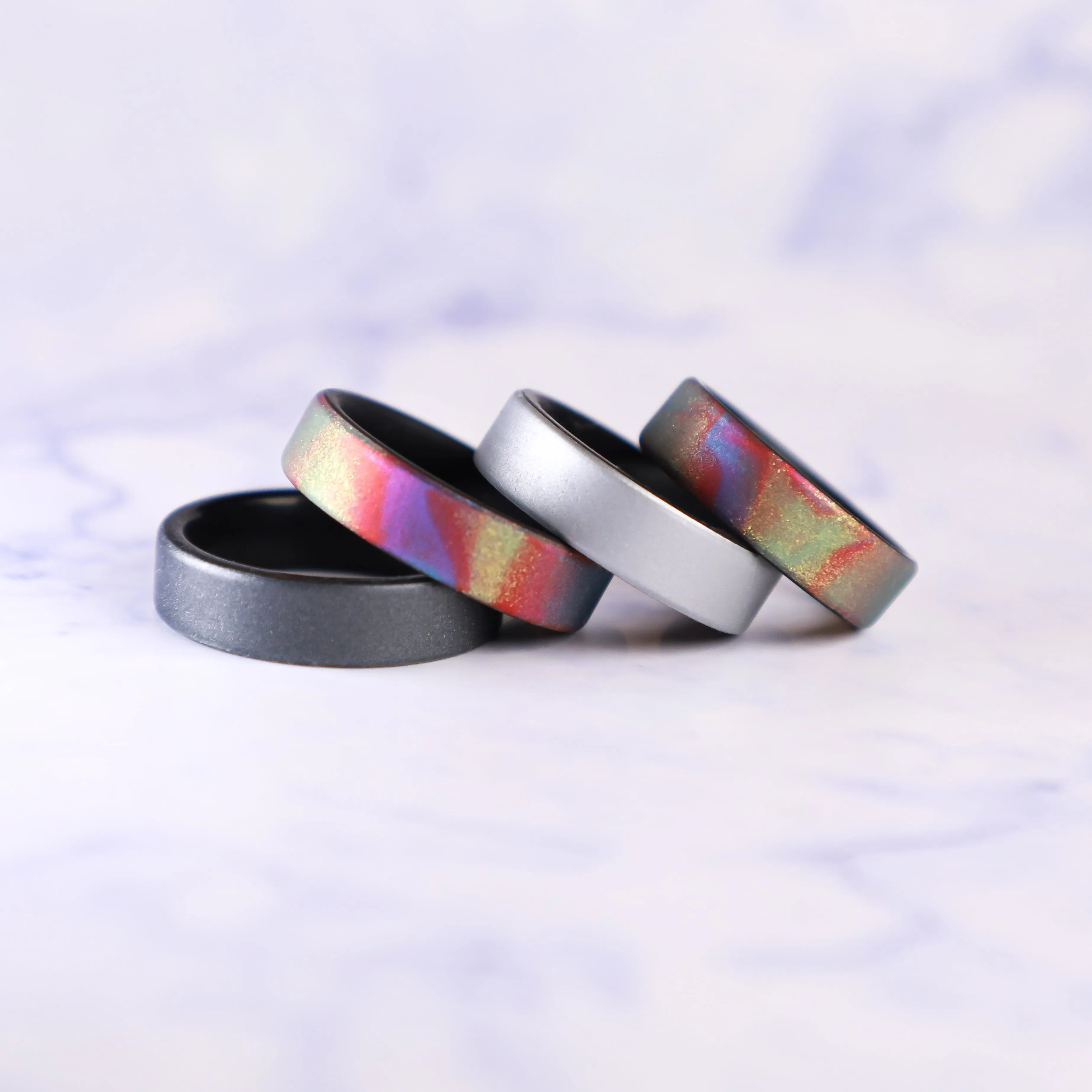 Smooth Silver Dual Layer Breathable Silicone Ring