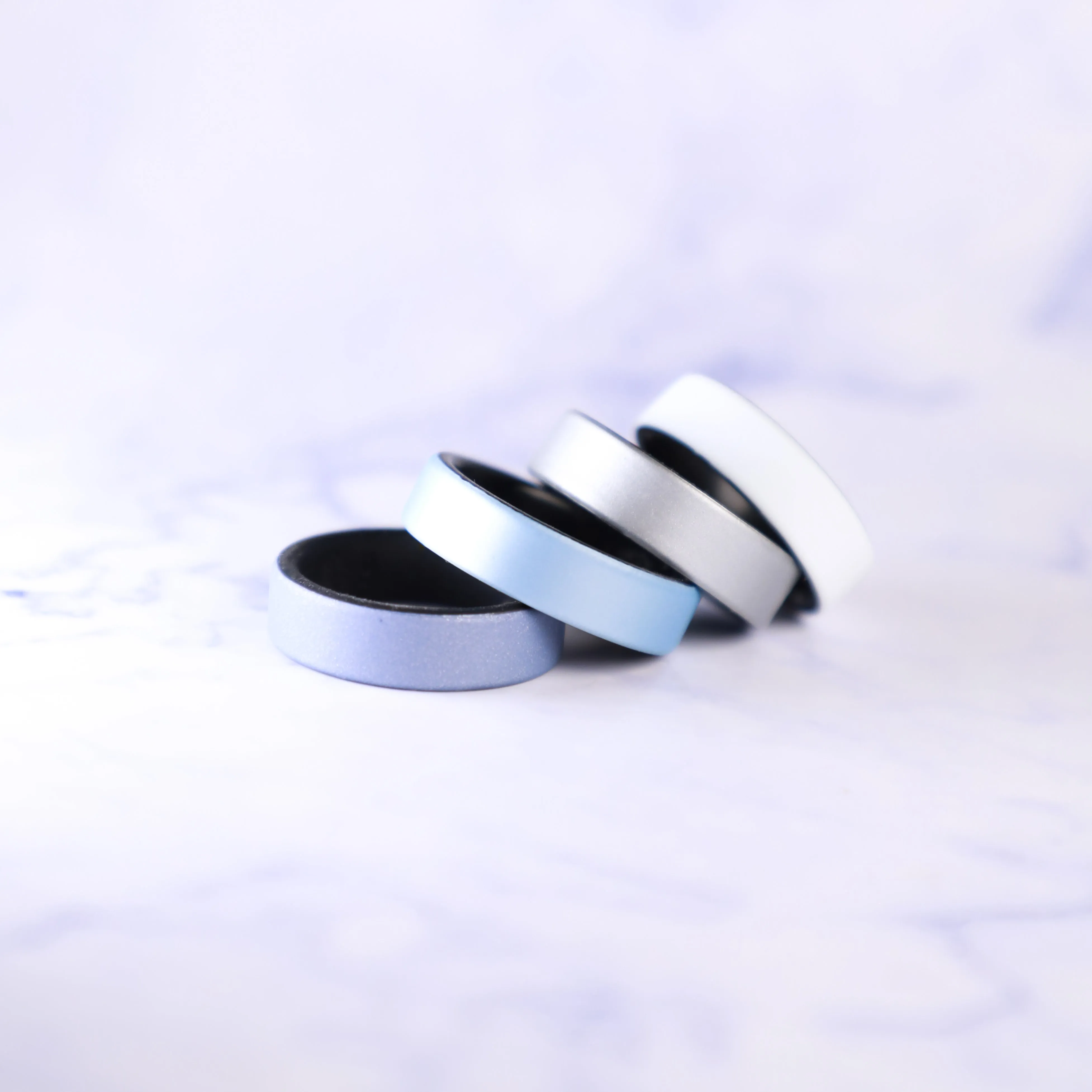 Smooth Silver Dual Layer Breathable Silicone Ring