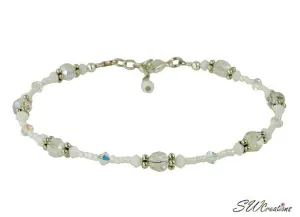 Snow White Crystal Glass Beaded Anklet