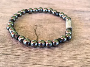 🔴SOLD🔴 Lisa Handmade Emerald, Hematite, and Wood Expandable Bracelet