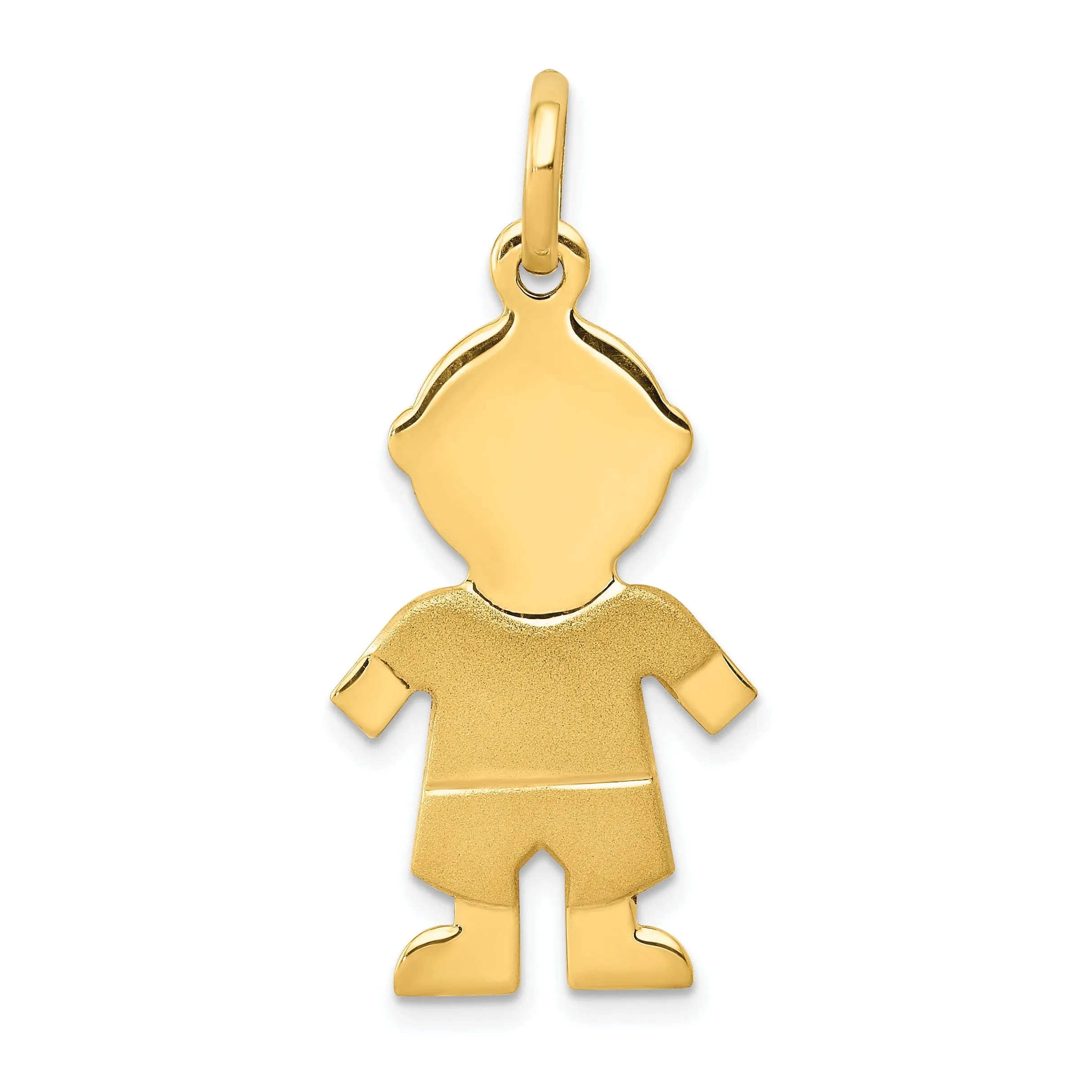 Solid 14k Yellow Gold Engravable Boy Pendant