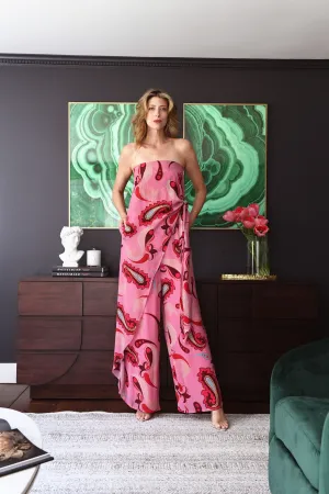 Sorbet Paisley Wrap Knotted Jumpsuit