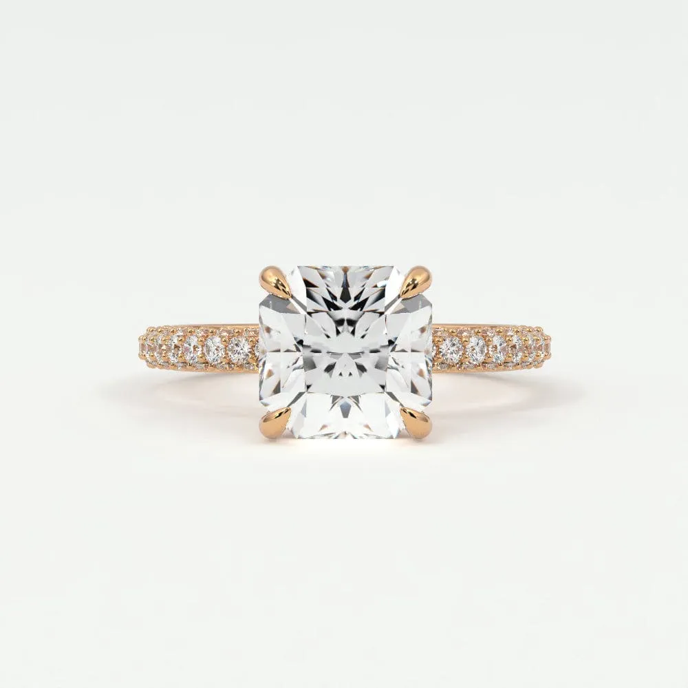 Square Radiant Cut Diamond Engagement Rings, Lab Grown