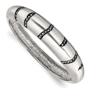 Stainless Steel Black Crystal Hinged Bangle