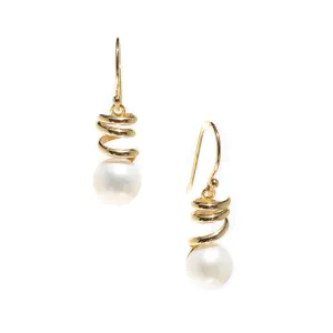 Staircase Reflection Pearl Earrings Gold