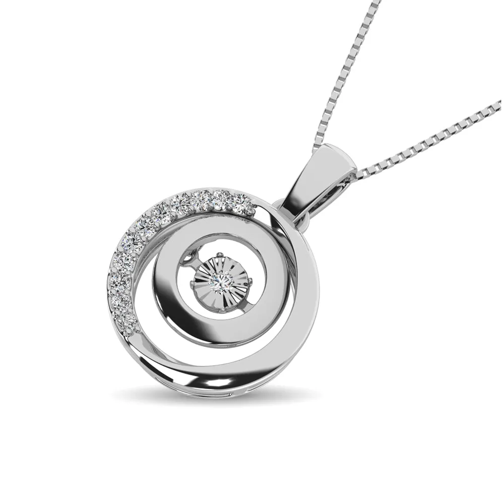 Sterling Silver 1/8 Ct.Tw.Moving Diamond Fashion Pendant