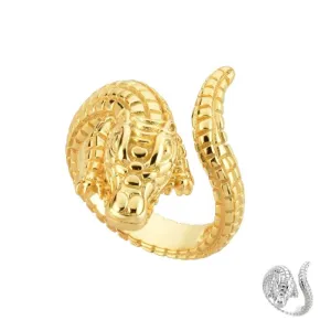 Sterling Silver Gold Plated Adjustable Ring For Women