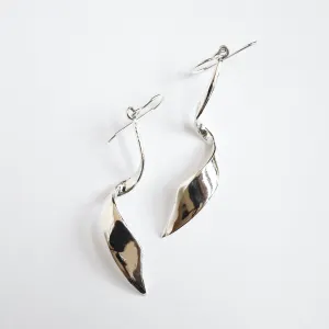 Sterling Silver Long Twisted Ribbon Earring