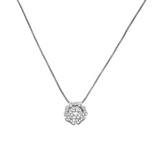 Sterling Silver Yorkshire Rose Necklace - Pavé