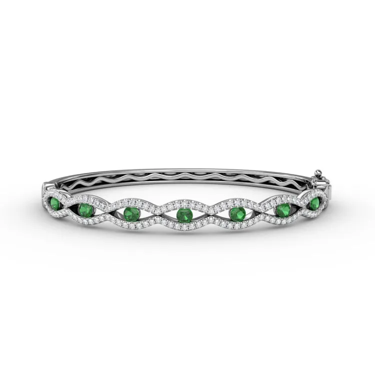 Striking Emerald and Diamond Bangle