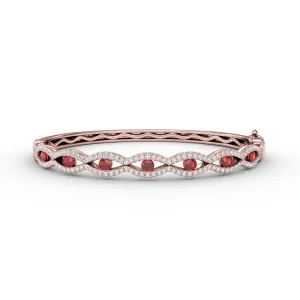 Striking Ruby and Diamond Bangle