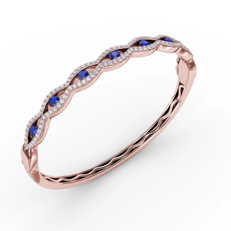 Striking Sapphire and Diamond Bangle