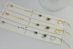 Symbolic Bracelet Chain with Silver Evil Eye Charms for Women