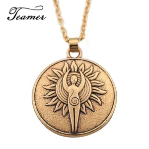 Teamer Jewelry Antique Gold/Silver Rope/link Chain Ancient Greece Astarte Fertility Goddess Wicca Necklace Best gift for Easter