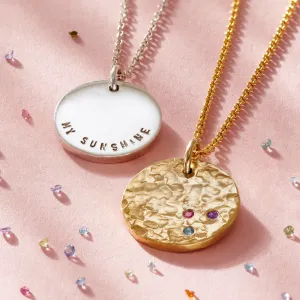 Textured Confetti Birthstone Disc Necklace