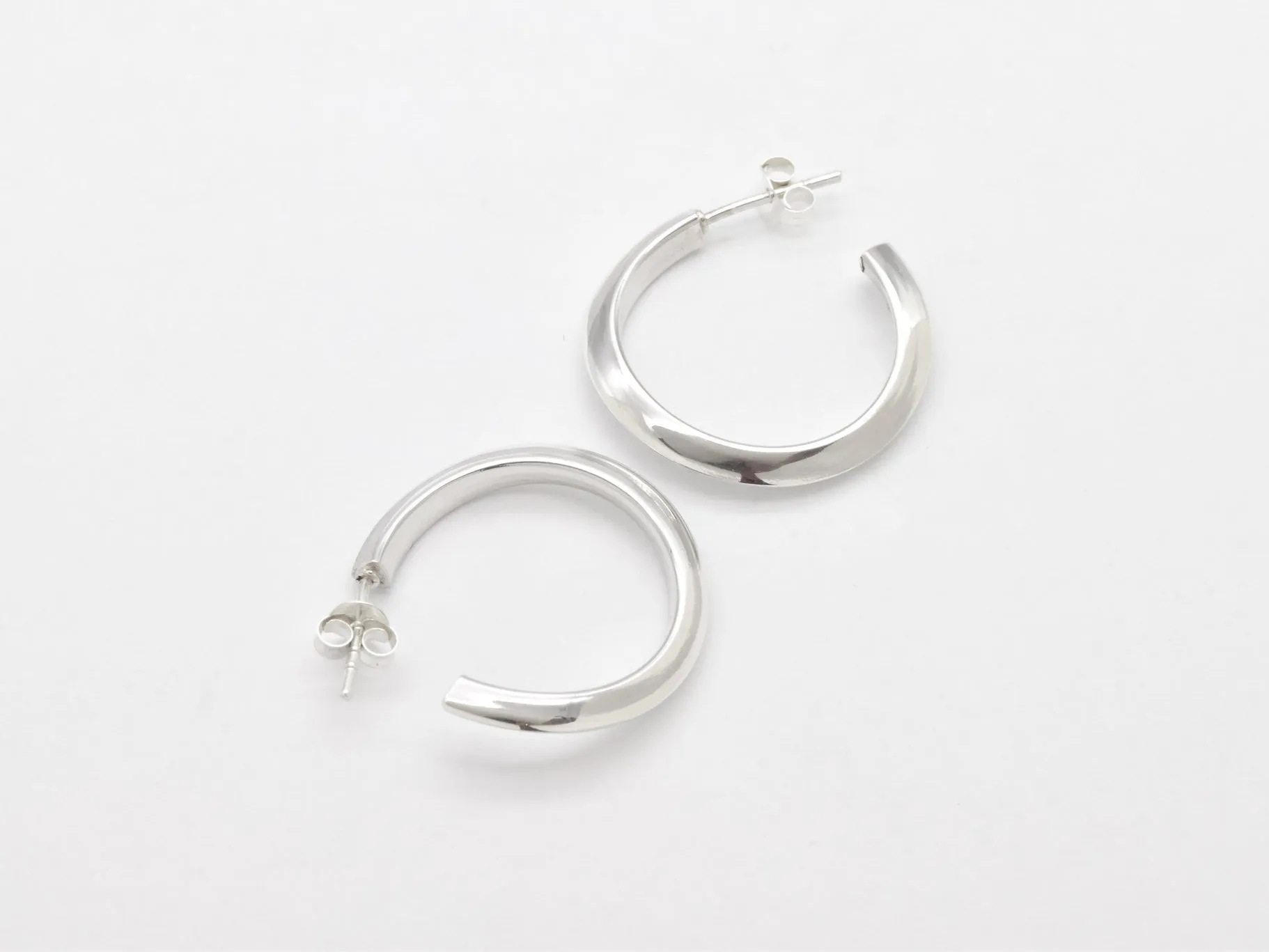 Thick Hoop Earrings - Silver Hoop Earrings - Large Hoops