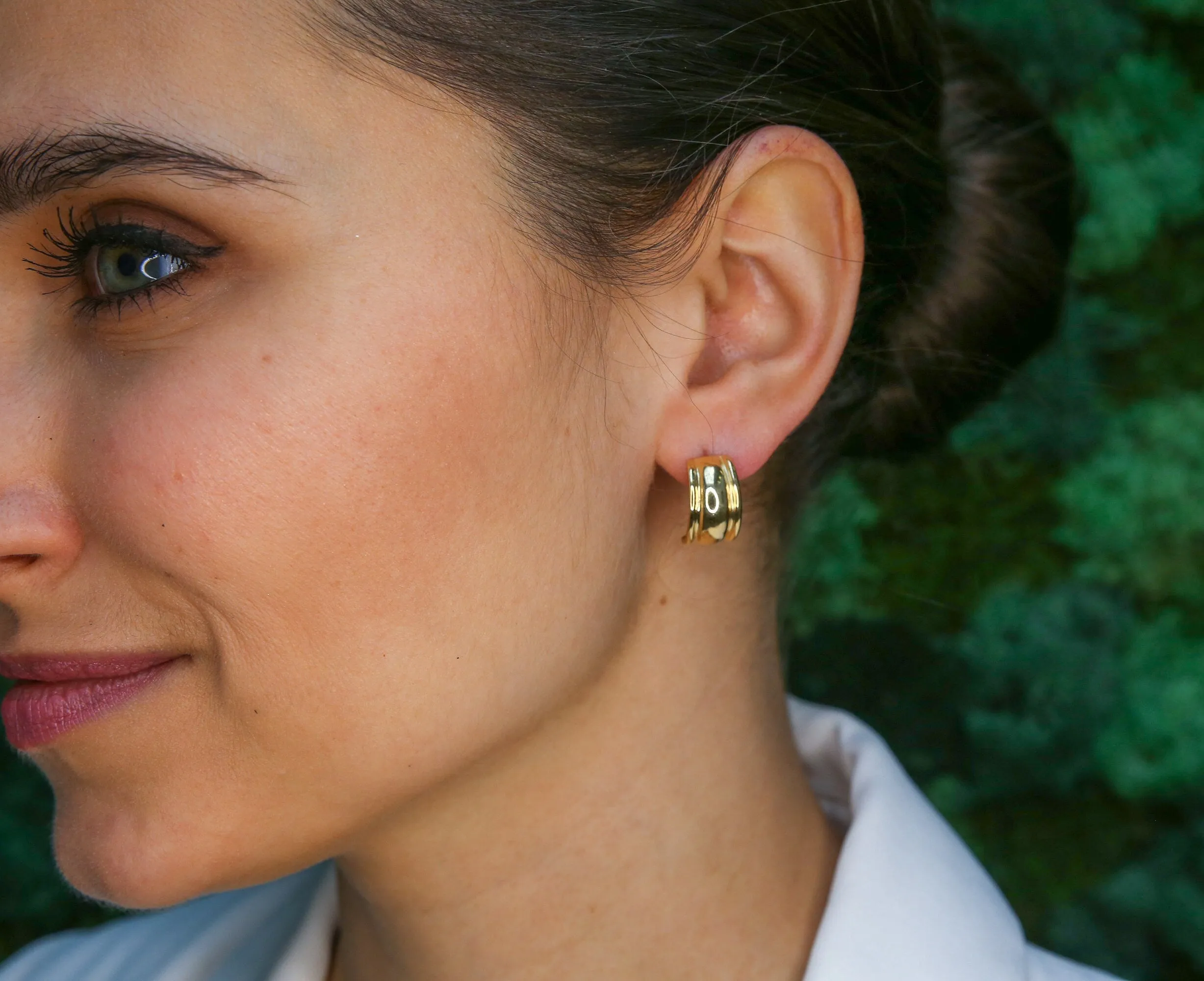 Thick Hoops Earrings - Gold Half Hoops, Simple Gold Earrings