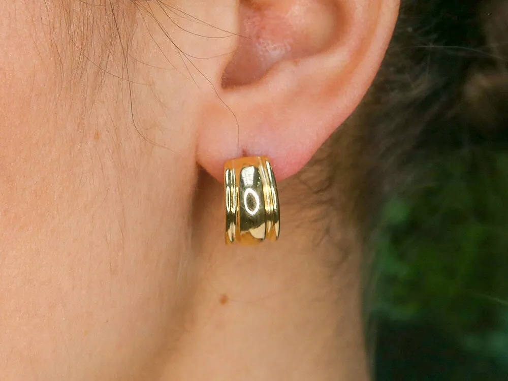 Thick Hoops Earrings - Gold Half Hoops, Simple Gold Earrings