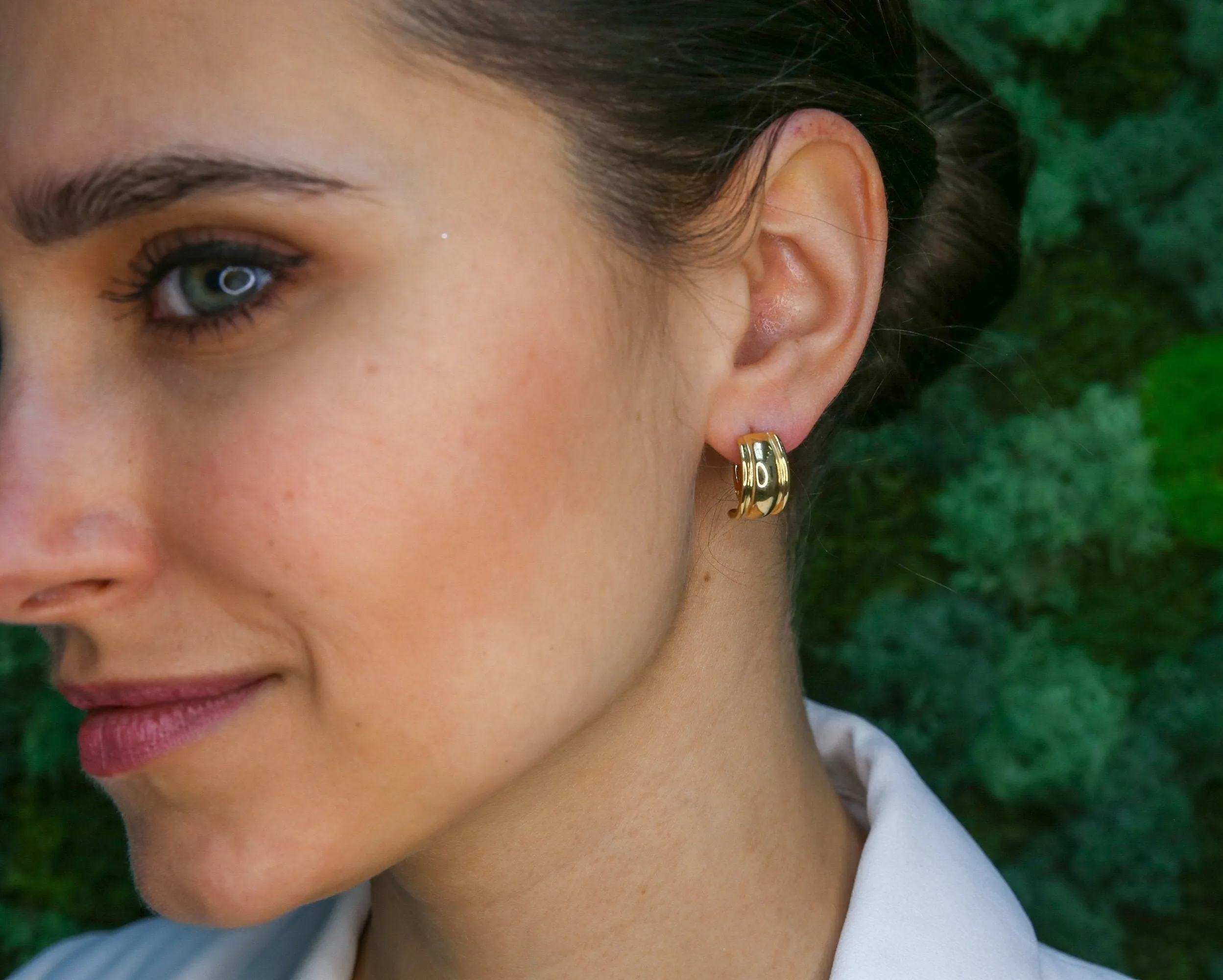 Thick Hoops Earrings - Gold Half Hoops, Simple Gold Earrings