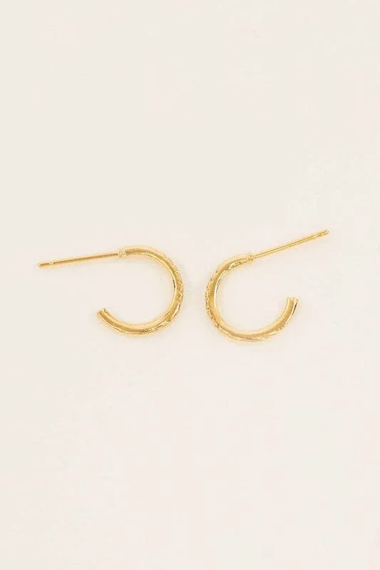 Thin Stone Hoop Earrings