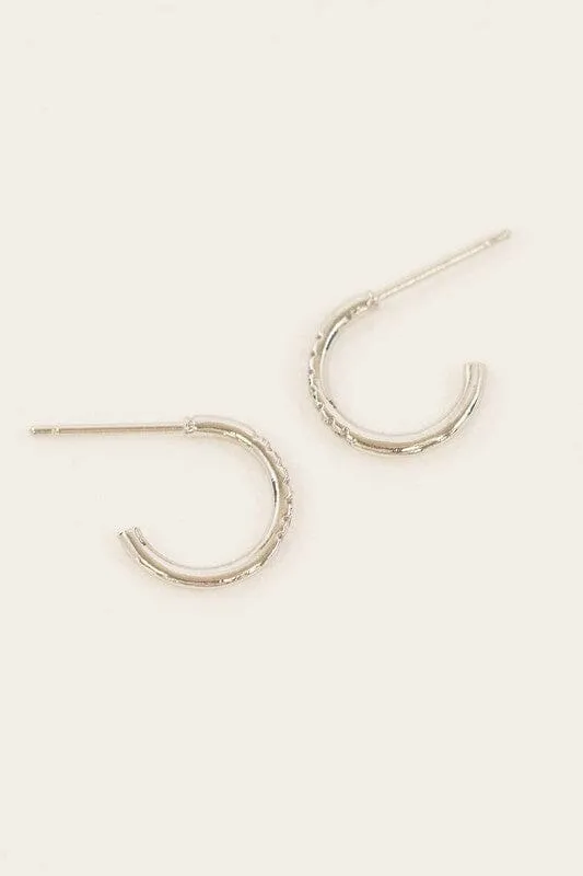 Thin Stone Hoop Earrings