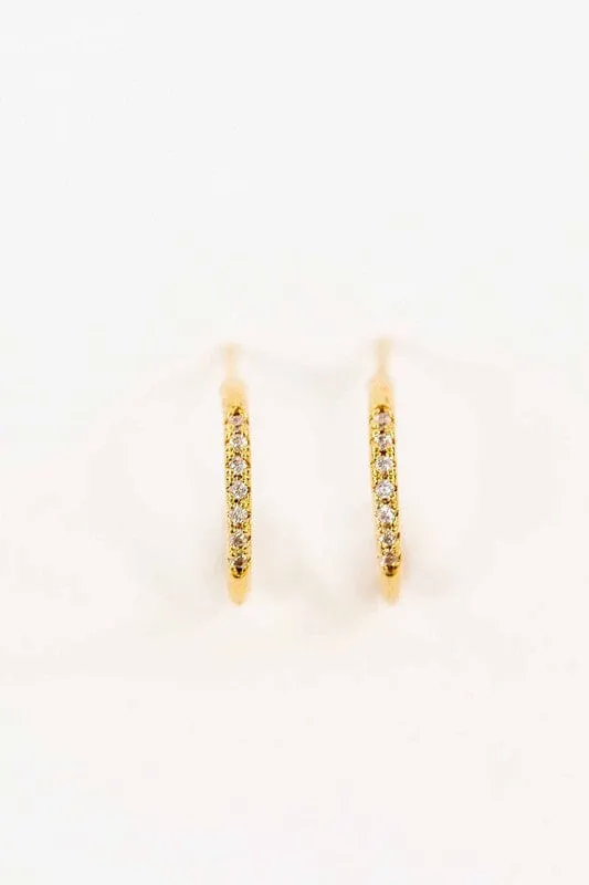 Thin Stone Hoop Earrings