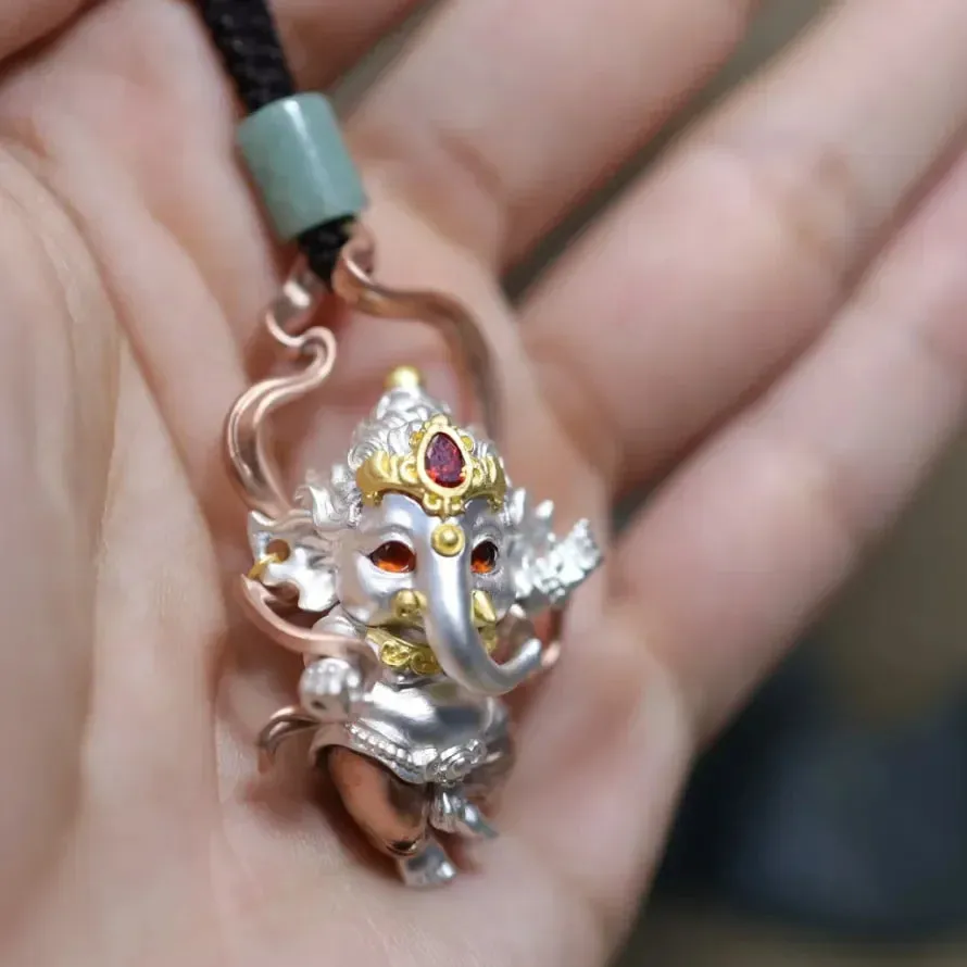 Tibetan Buddhism Lotus & Elephant God Necklace