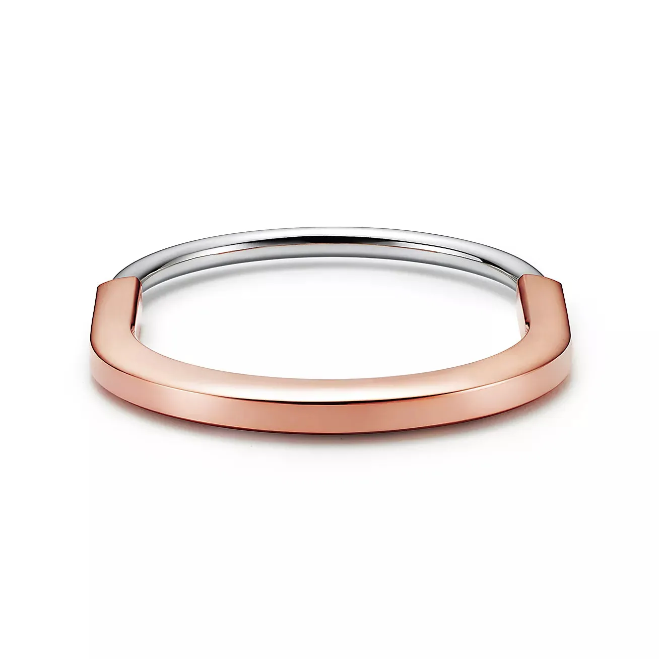 Tiffany Lock Bangle in Rose and White Gold with Half Pavé Diamonds