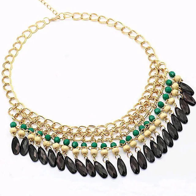 Tomtosh 2015 Collier Femme statement resin beads Bohemian Necklaces and pendants gold necklace women Strain jewelry accessories