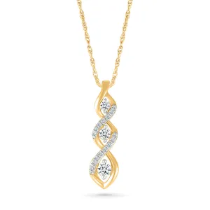 Twirl Shimmering  Gold & Diamond Pendant