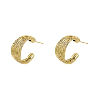 VAIGE Exaggerated Gold C-shaped Drop Earrings in Copper Alloy - Fashion Jewelry Accessory