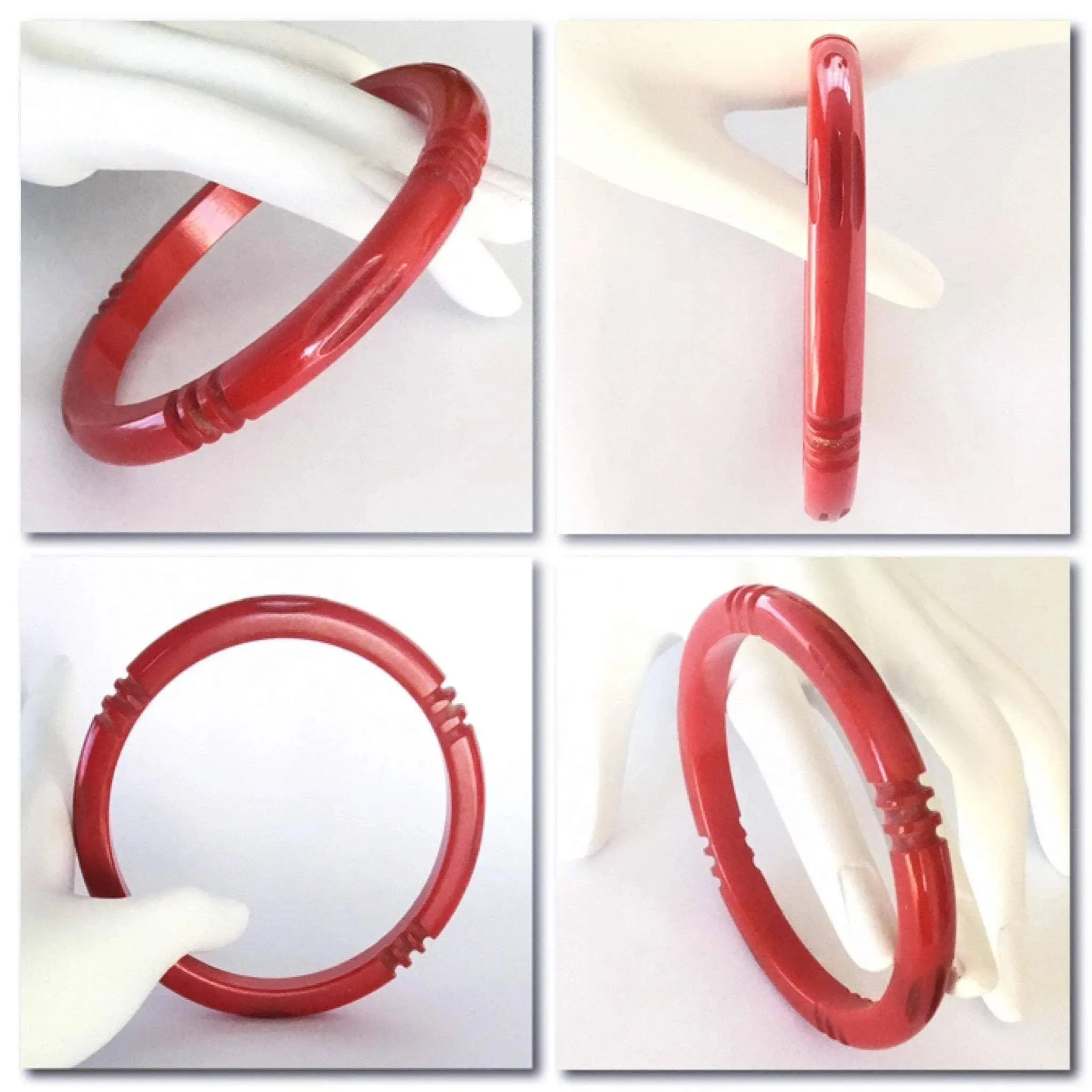 Very striking cherry red vintage Bakelite bangle