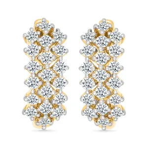 Web Cross Over  Gold & Diamond Earrings