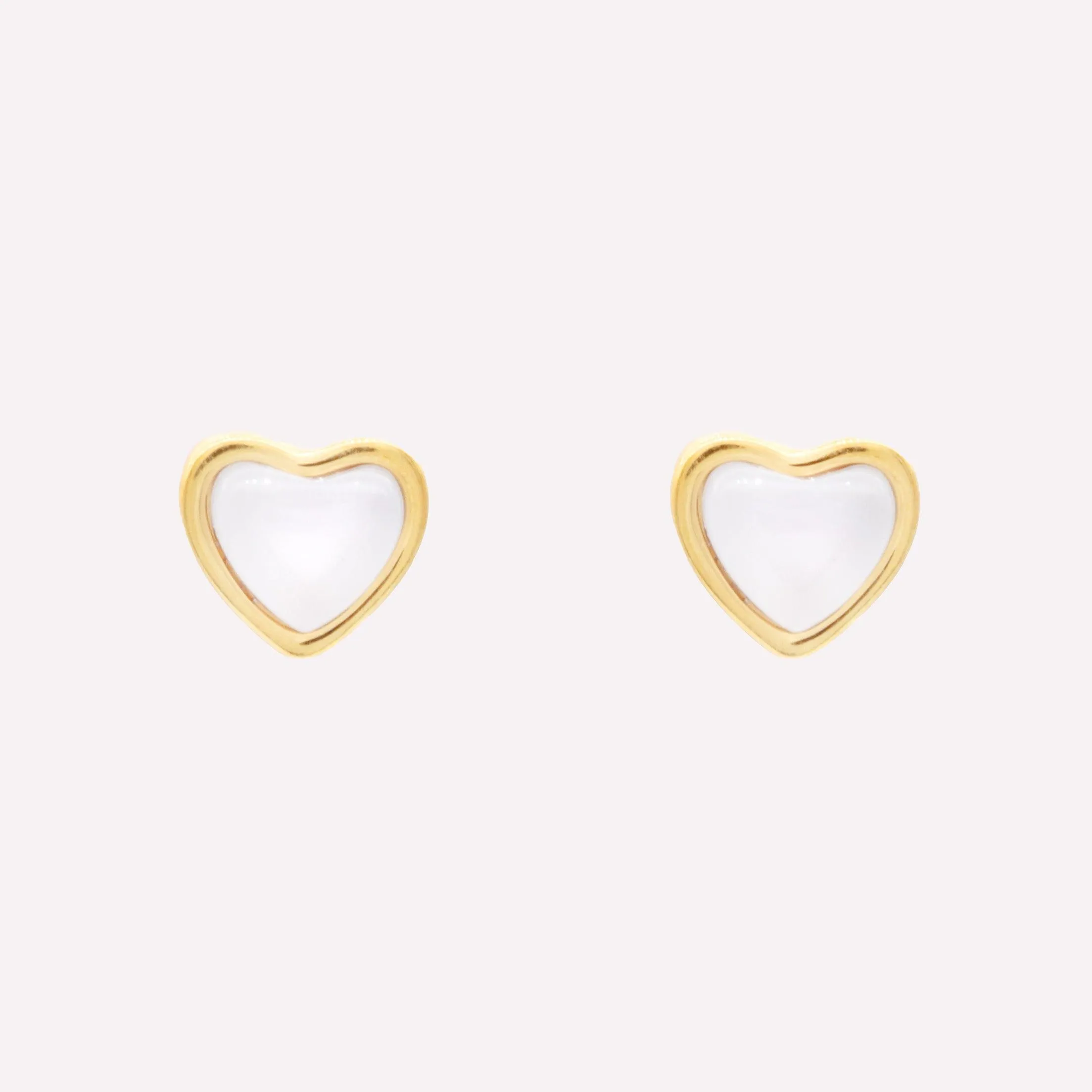 WHITE HEART STUD CLIP-ON EARRINGS IN GOLD