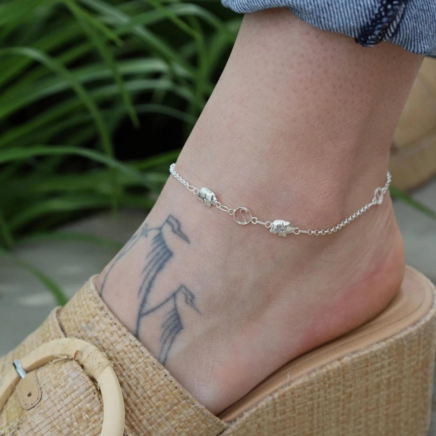 Yin Yang Elephant Anklet